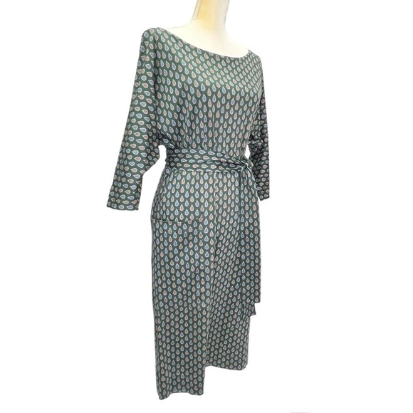 Vintage Souleiado Charles Demery Size Medium Green Paisley Dress Cotton vtg EUC